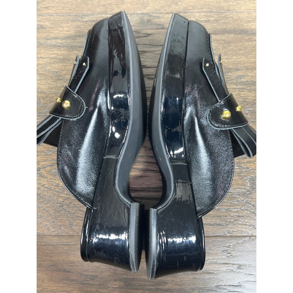 ALL BLACK FOOTWEAR Kiltie Stud Mule Black Leather Sz 40 US Sz 9.5 EUC - Picture 5 of 10